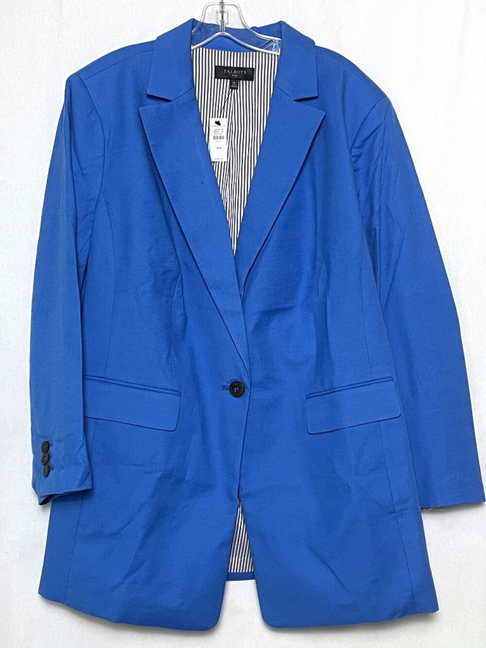 Talbots Single Button Twill Blazer NWT 18W Bright Royal Blue